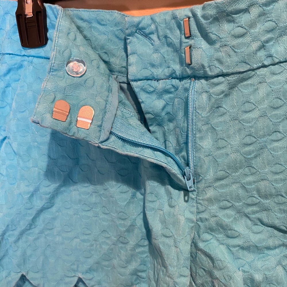 Bright Blue Textured/Ruffled Mini Shorts - Picture 4 of 5